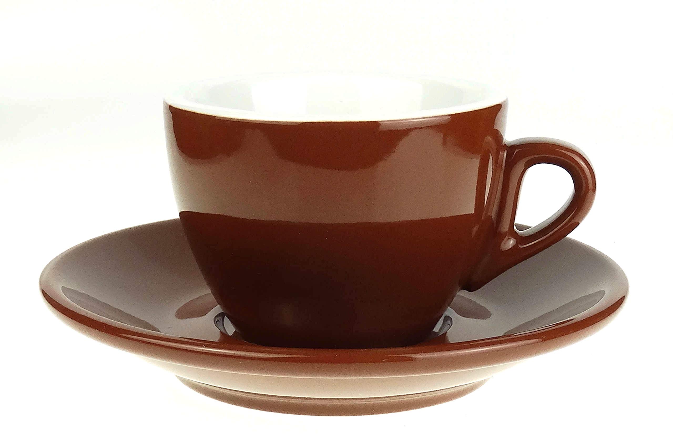 Nuova Point Kleine dickwandige Cappuccinotasse »Palermo« | mittelbraun | Füllmenge (bis zur Oberkante): 145 ml | 6 Tassen & 6 Untertassen