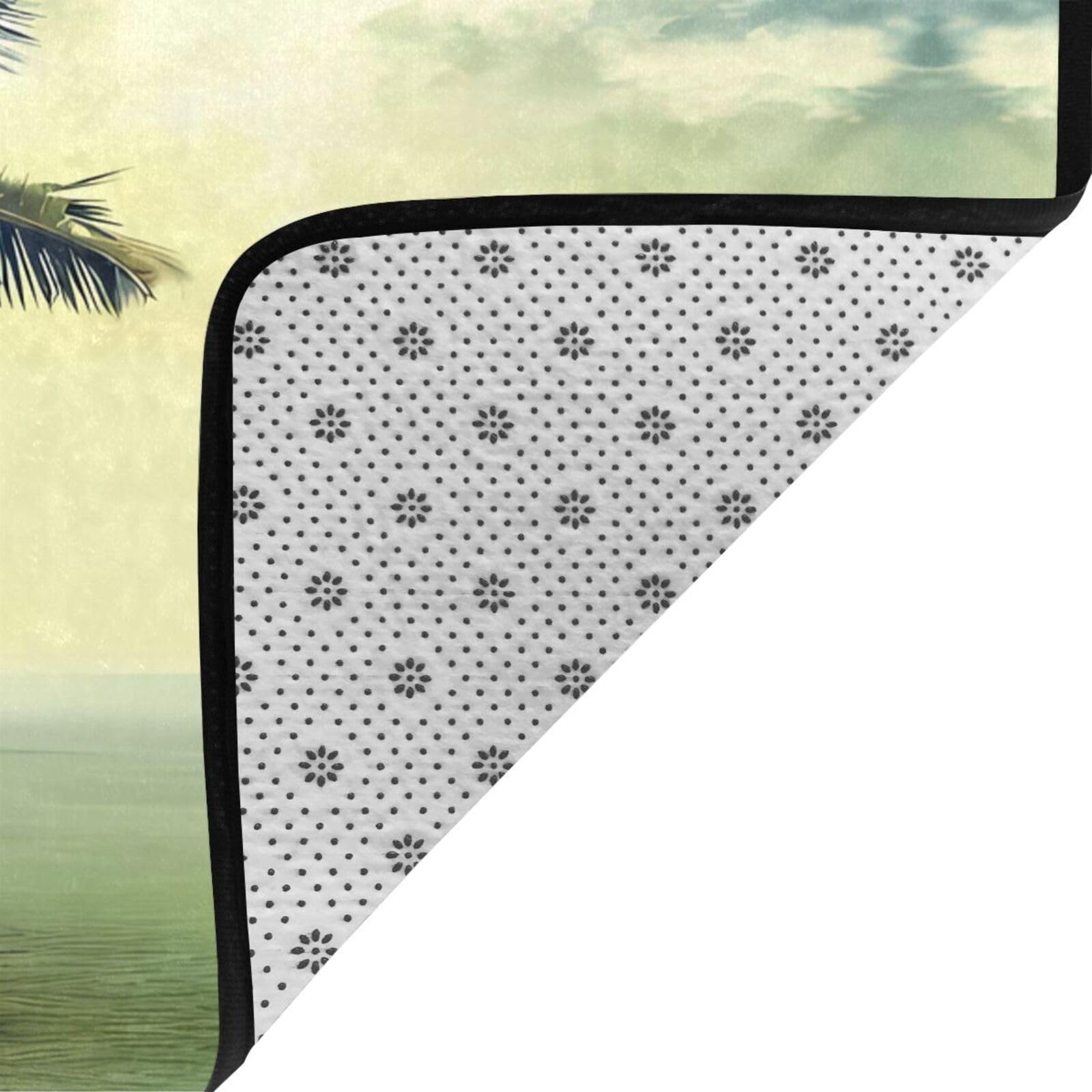 Tapis de sol antidérapant en peluche avec imprimé palmier et rivage rocheux 203,2 x 147,3 cm – Confort bien conçu pour votre oasis d'intérieur