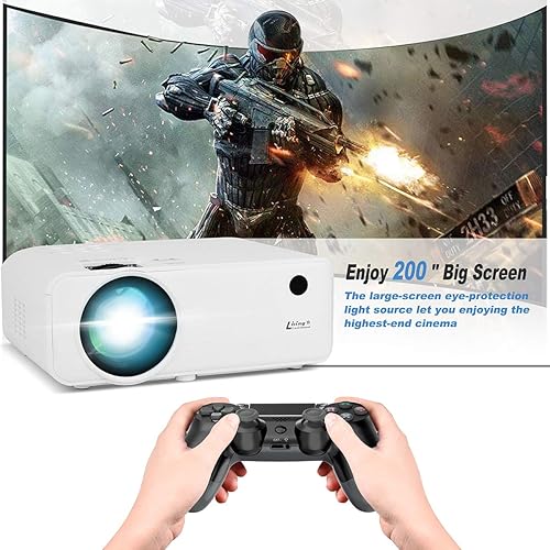 Miniatura 5 de Living Enrichment Mini proyector, altavoz dual integrado y proyector de video de película Full HD 1080p, LED de 50,000 horas de vida útil,