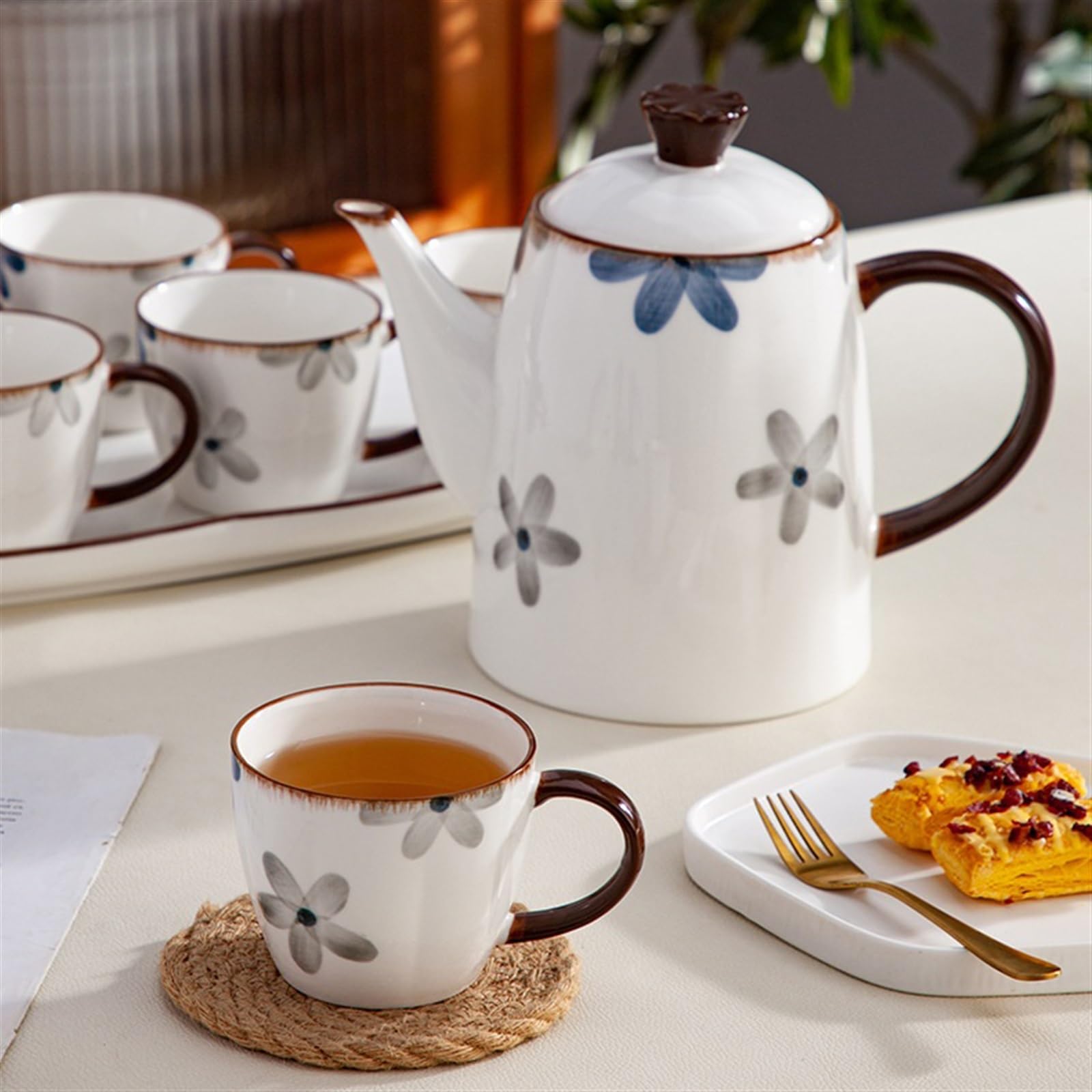 Bere Set di tazze da caffè in ceramica con bollitore freddo 8 pezzi