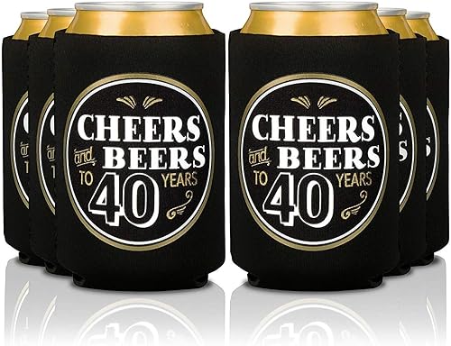 Miniatura 1 de Prazoli - Enfriadores de latas de 40 cumpleaños (paquete de 12)  Decoraciones de feliz cumpleaños 40 para hombres, saludos y cervezas a 40 años,