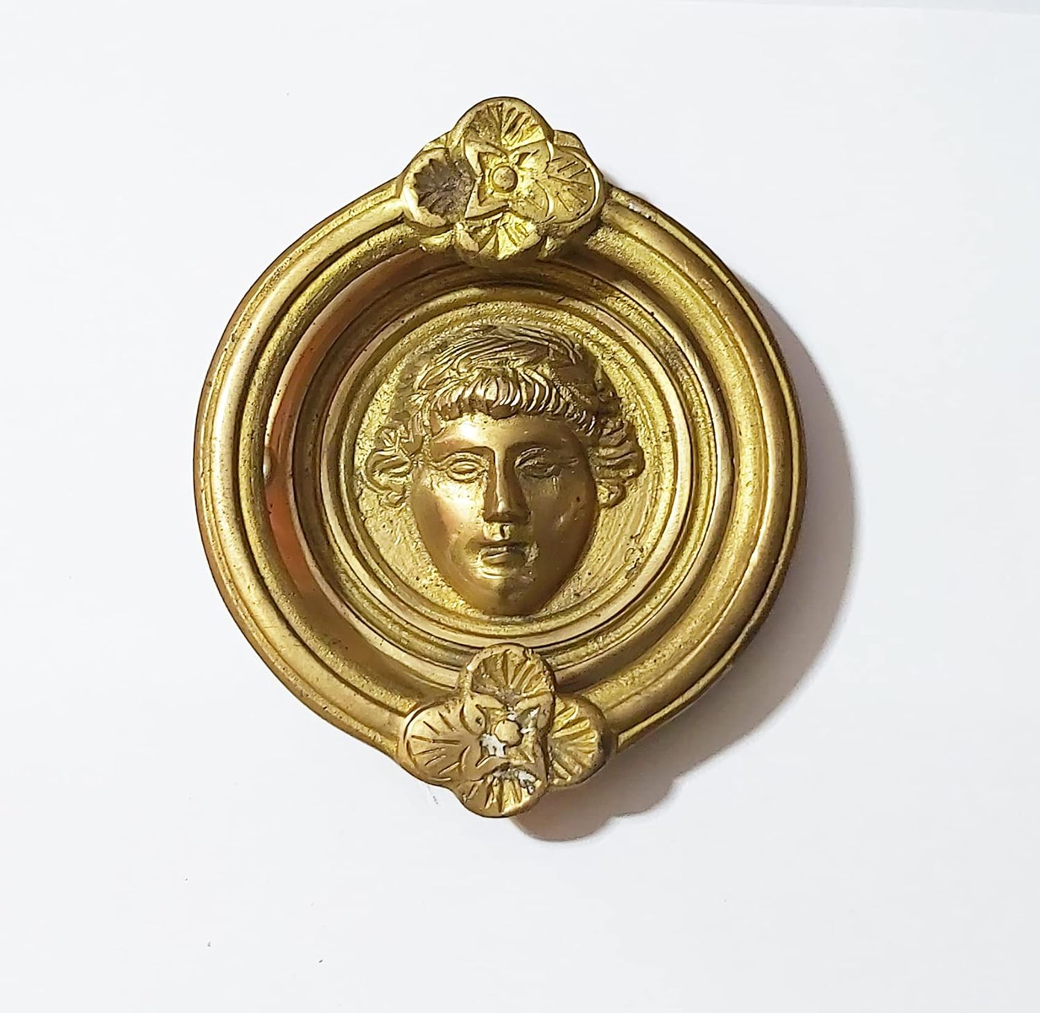 PARIJAT HANDICRAFT Door Knocker Brass Door Knocker Drawer Pull Ring Handle knob Hardware Roman King-Golden