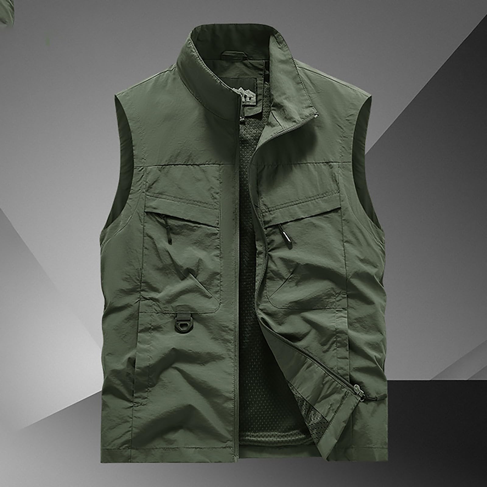 Gilet Herren Outdoor, Anglerweste Herren Leicht, Mantelweste Bequeme | Große Größen Winterweste Mit Vielen Taschen Outdoorwesten Mit Reißverschluss Ärmellos Jacke Loose Arbeitsweste