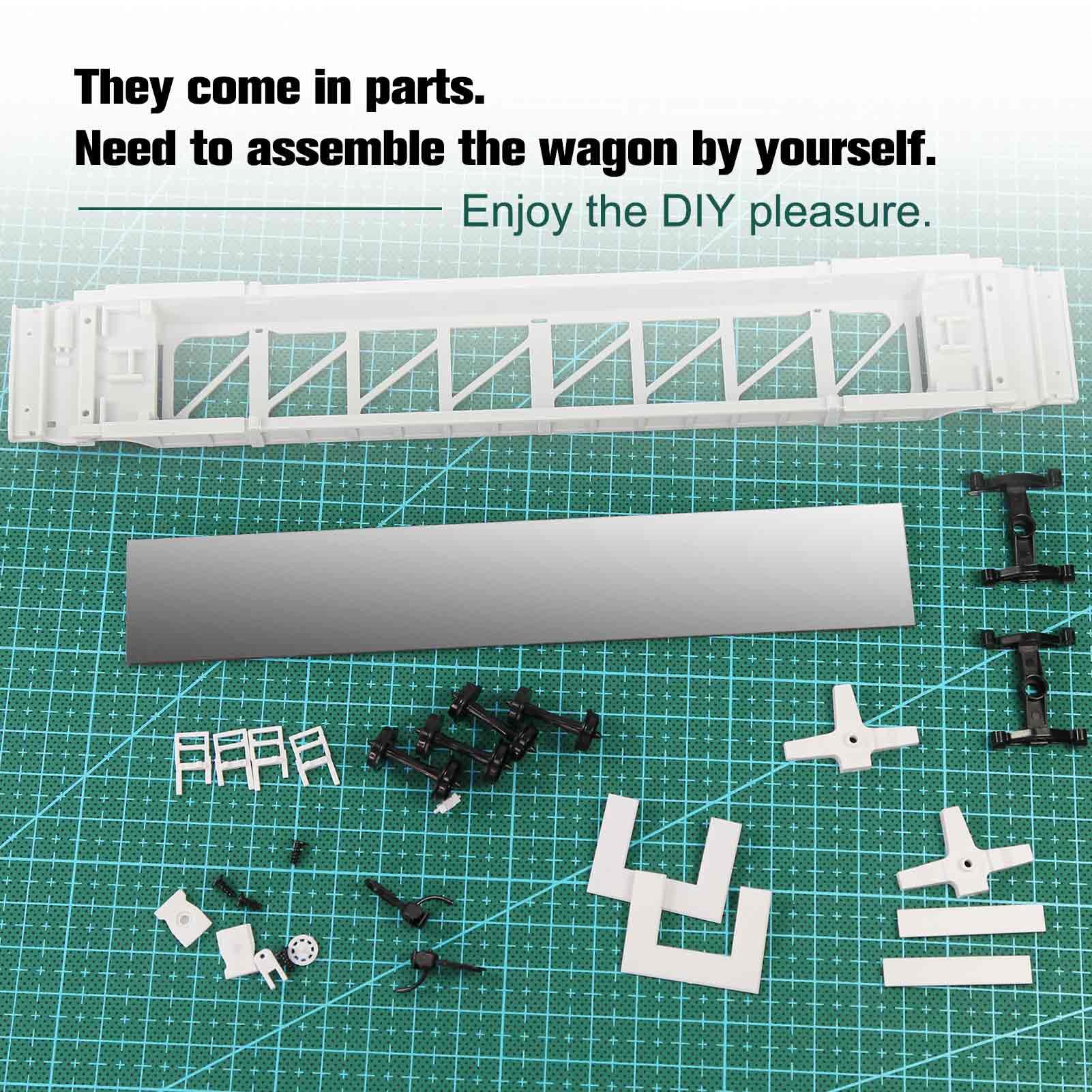 2pcs HO Scale 1:87 Blank Unassembled White 40' and 53' Well Car Model Railway Wagon (2pcs 49ft Well car)