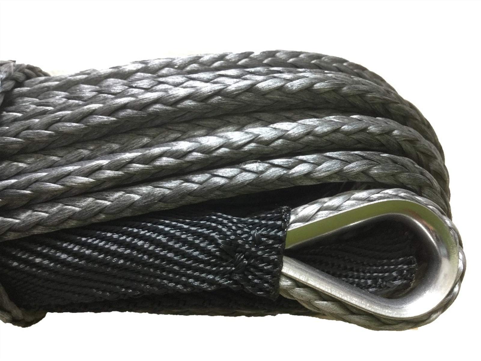 Winch Rope, 10mm x 25m Cable Synthetic Winch Rope Towing Rope for 4x4/4WD/UTV/ATV/OFF-ROAD(Grijs)