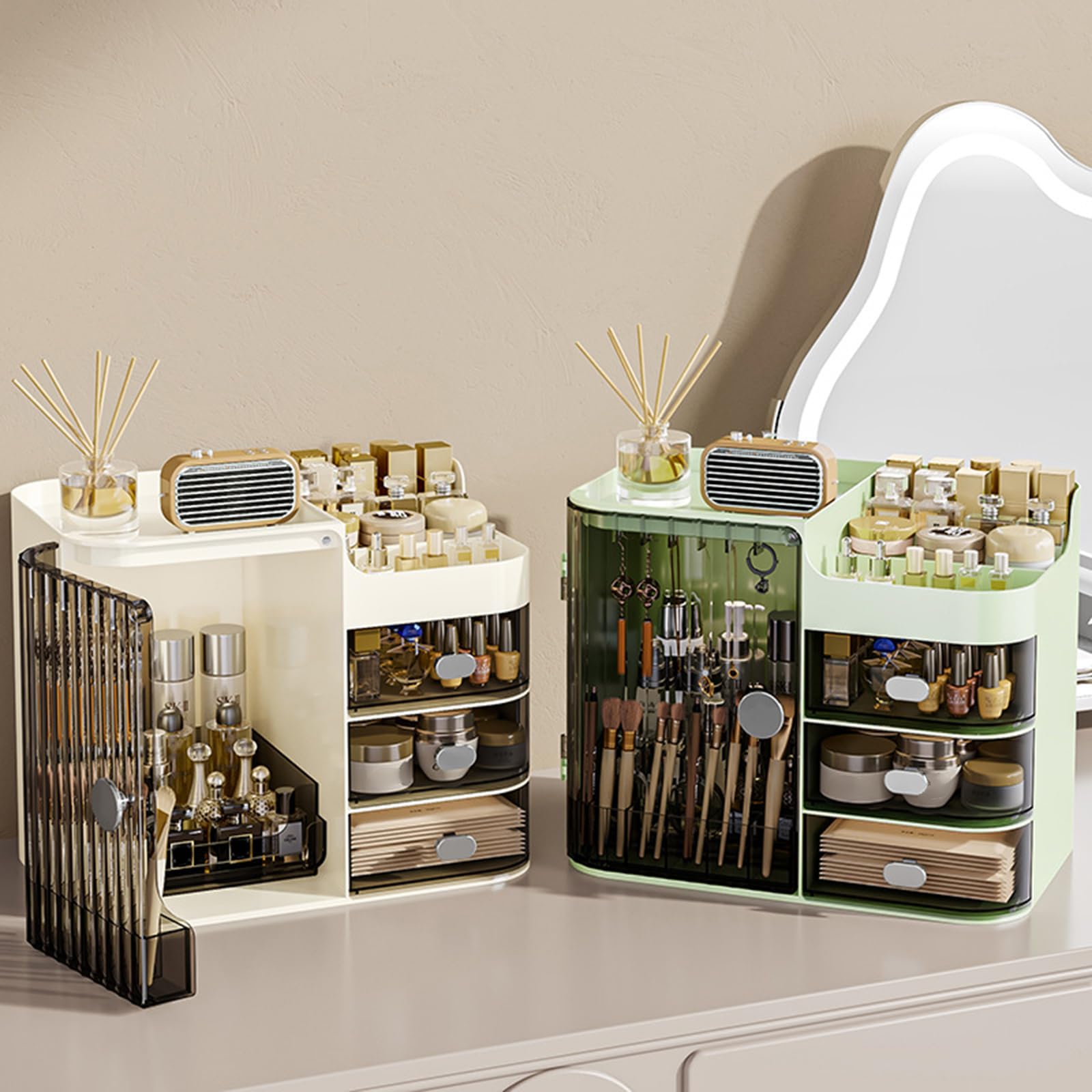 Ampio contenitore per trucchi e cosmetici, per il piano di lavoro del bagno e i rossetti multistrato