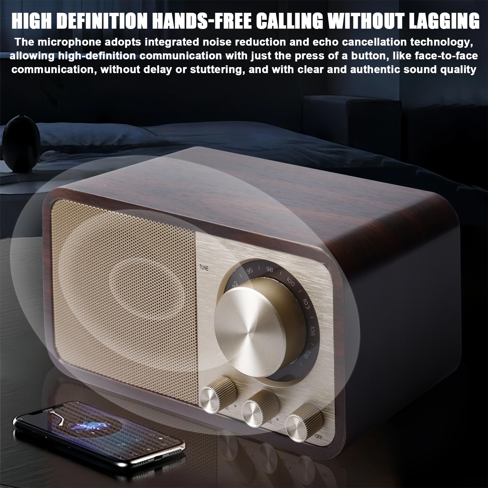 Radio retro con Bluetooth, radio nostálgico recargable con batería de 1500mAh, USB/tarjeta TF/AUX, altavoz de 5W con aspecto de madera vintage para cocina/dormitorio/oficina