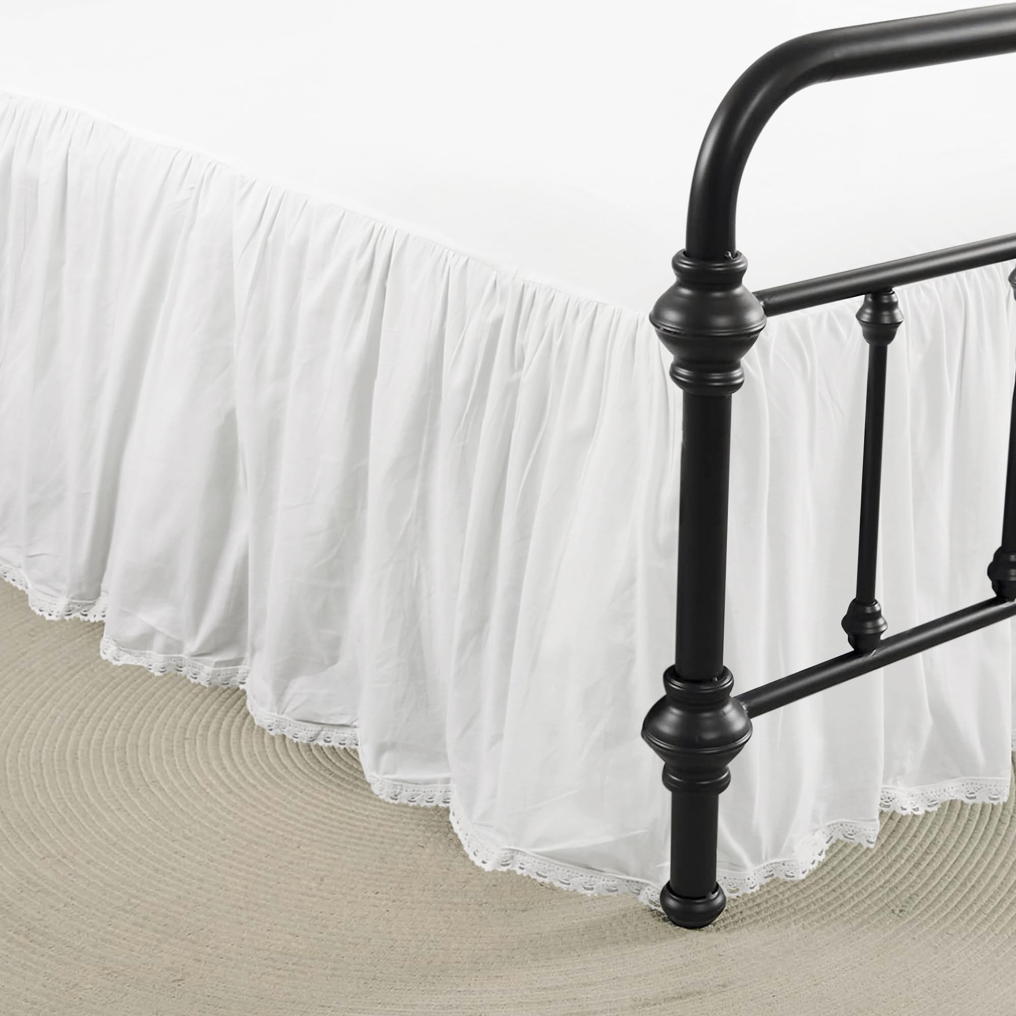 vlocemon White Bed Skirt Queen 18 Inch Drop 100 Cotton