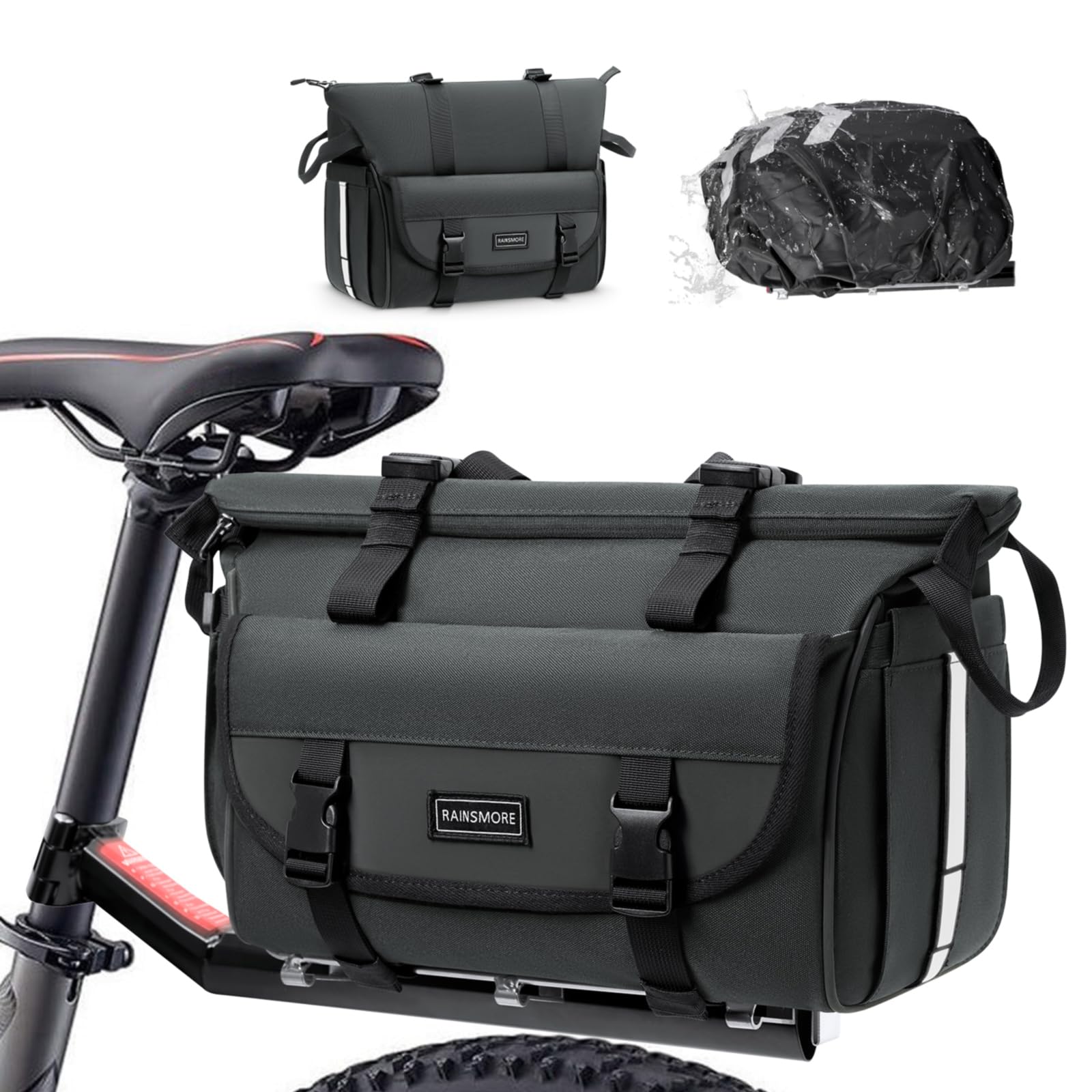 Sacoches De Vélo Double Siège Arrière – 60L – Avec Housse De Pluie – Neuf