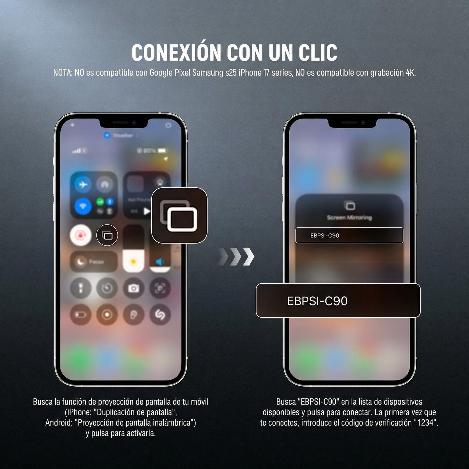 NEEWER Basics - Pantalla magnética de 4 Pulgadas para Vlog Selfie Compatible con iPhone, Monitor de cámara Trasera de teléfono inalámbrico con Control remoto/1500 mAh para Youtube TikTok, no