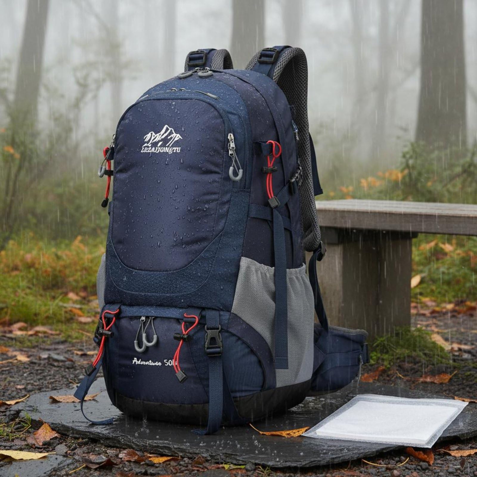 Almencla Rucksack Herren Trekking Wanderrucksack Reiserucksack Outdoorrucksack 50L Wettergeschützt mit Regenhülle Wasserabweisendes Gewebe Komfortable, Grau, Hellgrau, 36-55L