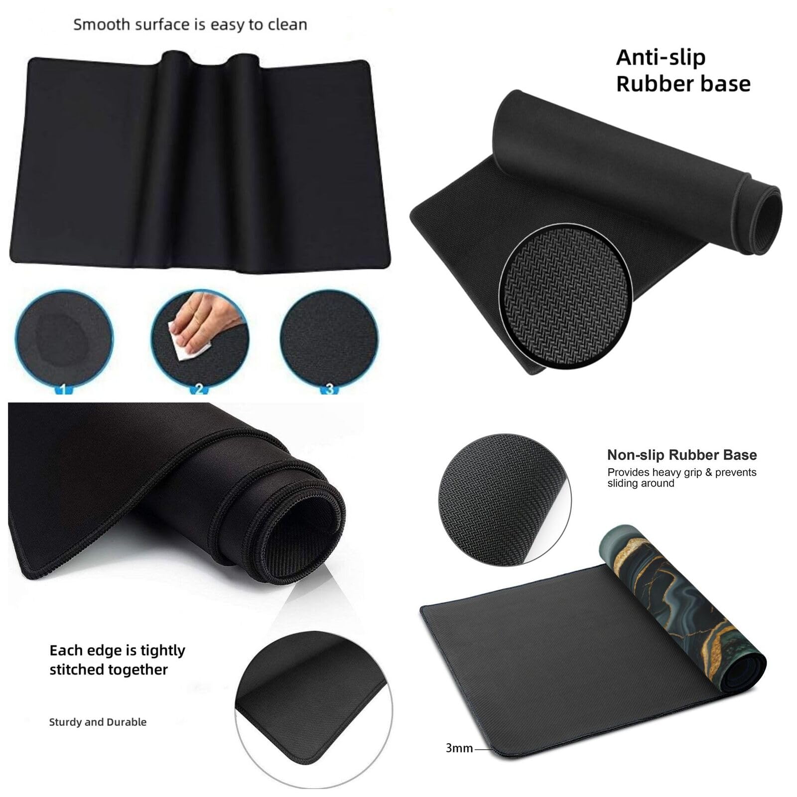 Tapis de Souris XXL 90 x 40 cm, Vert & Noir Tapis de Bureau G694