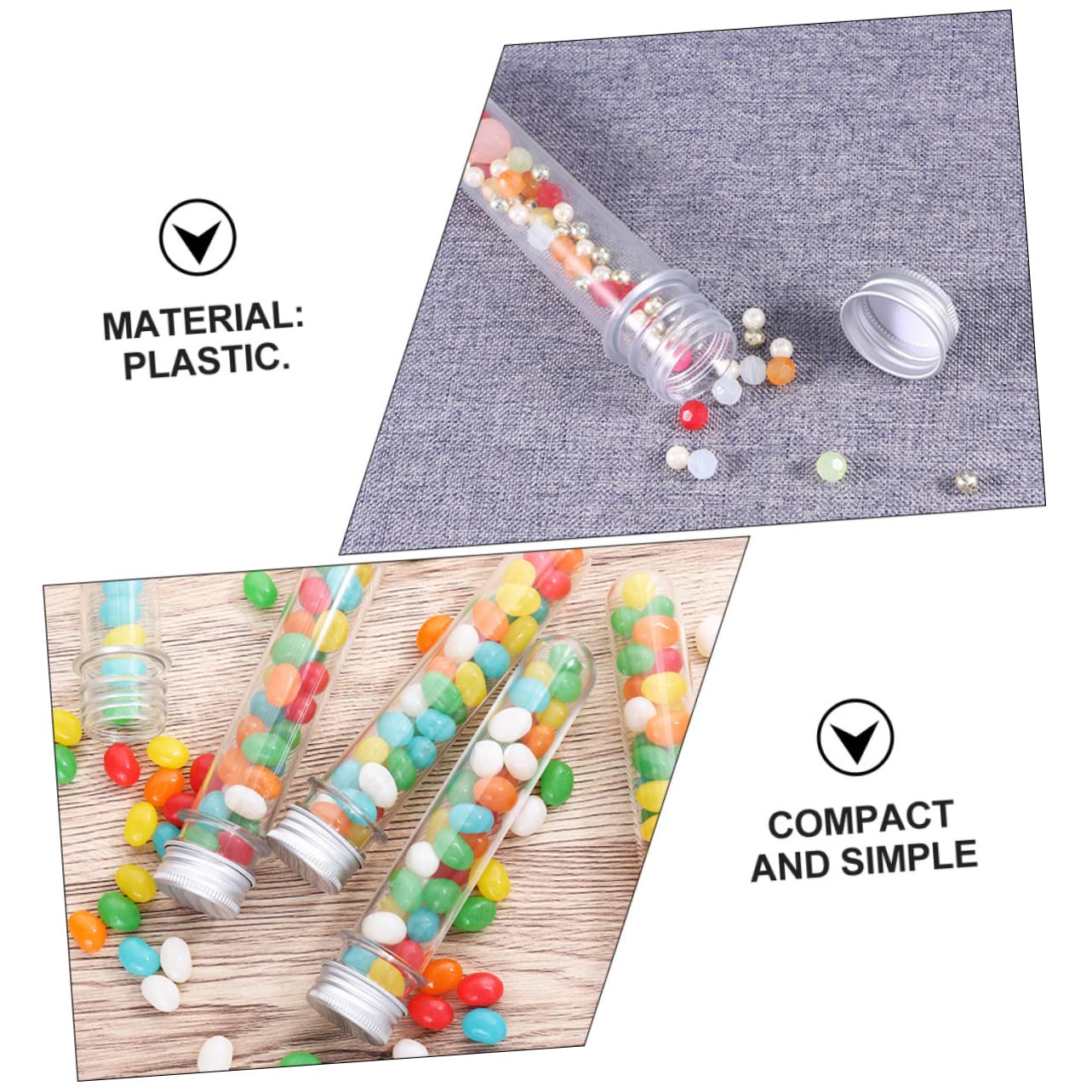Bottiglie Provette 50 Pezzi 45ml Provette in Pet di Stoccaggio Provetta per Caramelle