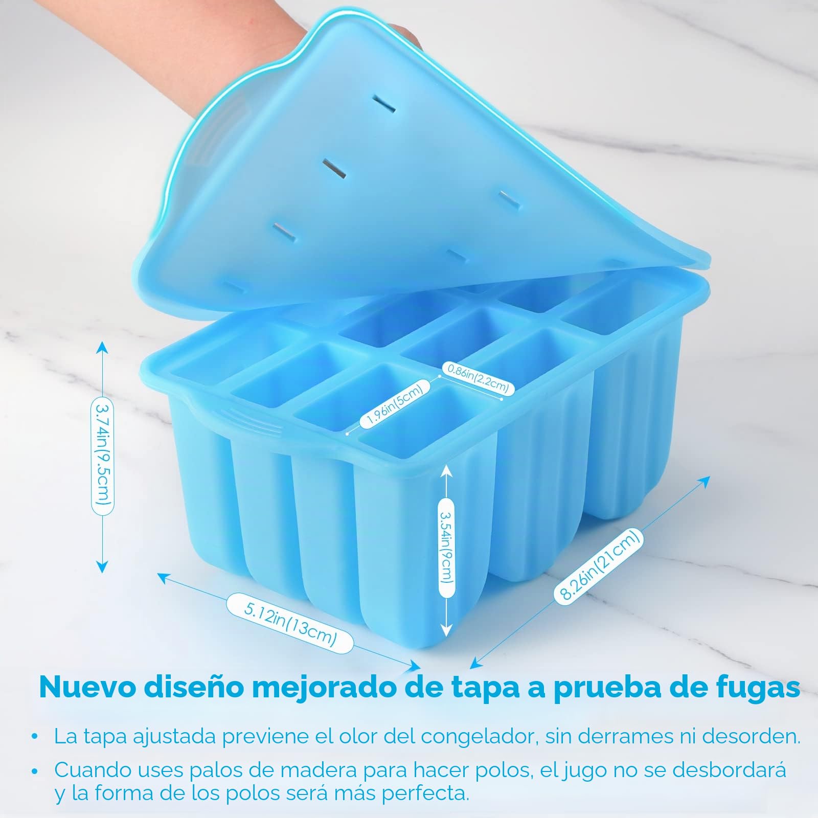 Sinnsally Moldes de Silicona para Helados,Molde Polos Silicona,Hacer Helados,Molde para Helados,Molde para Helados y Polos,Popsicle Mold,Ice Lolly Pop Mould (Azul)