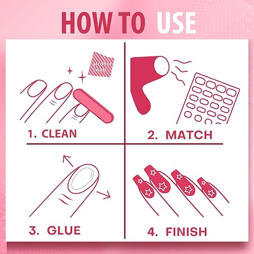 Miniatura 6 de Yasterd Uñas postizas a presión de almendra mediana con diseño de corazón malvado, 100% pintadas a mano, gel reutilizable, acabado UV, uñas postizas