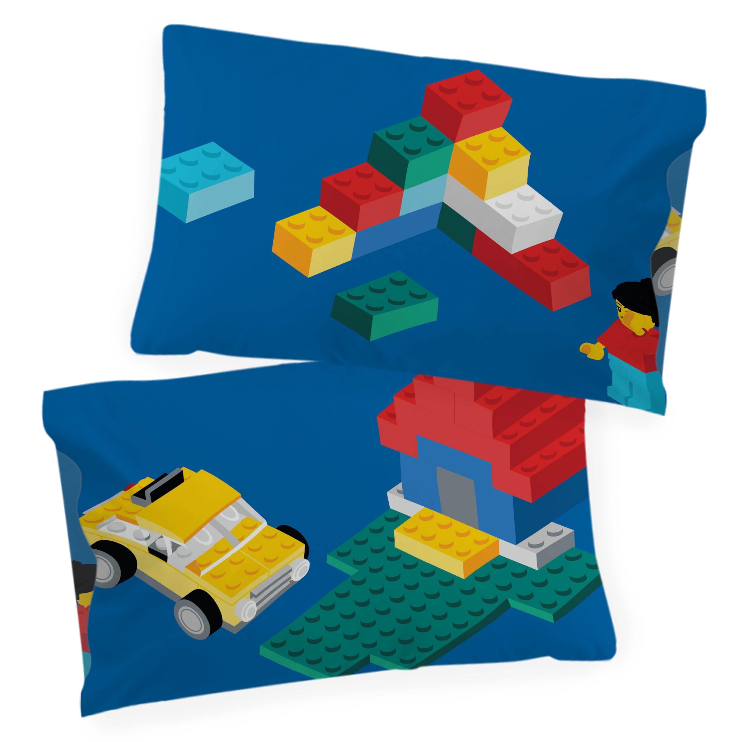 Jay Franco Lego Set Copripiumino – Biancheria da Letto Super Morbida per Bambini con Federa, SOLO COPRIPIUMINO (Imbottitura Non Inclusa), Multicolore, 2 Pezzi Singolo