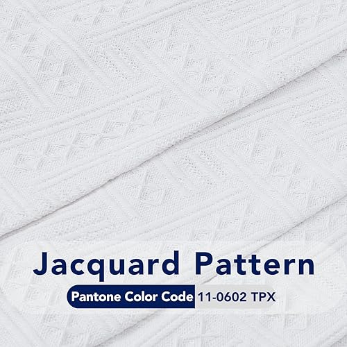 Miniatura 5 de PureFit Funda decorativa de jacquard geométrico para sofá, con textura, suave, lavable, para sofá de 3 cojines, funda con borlas, protector de