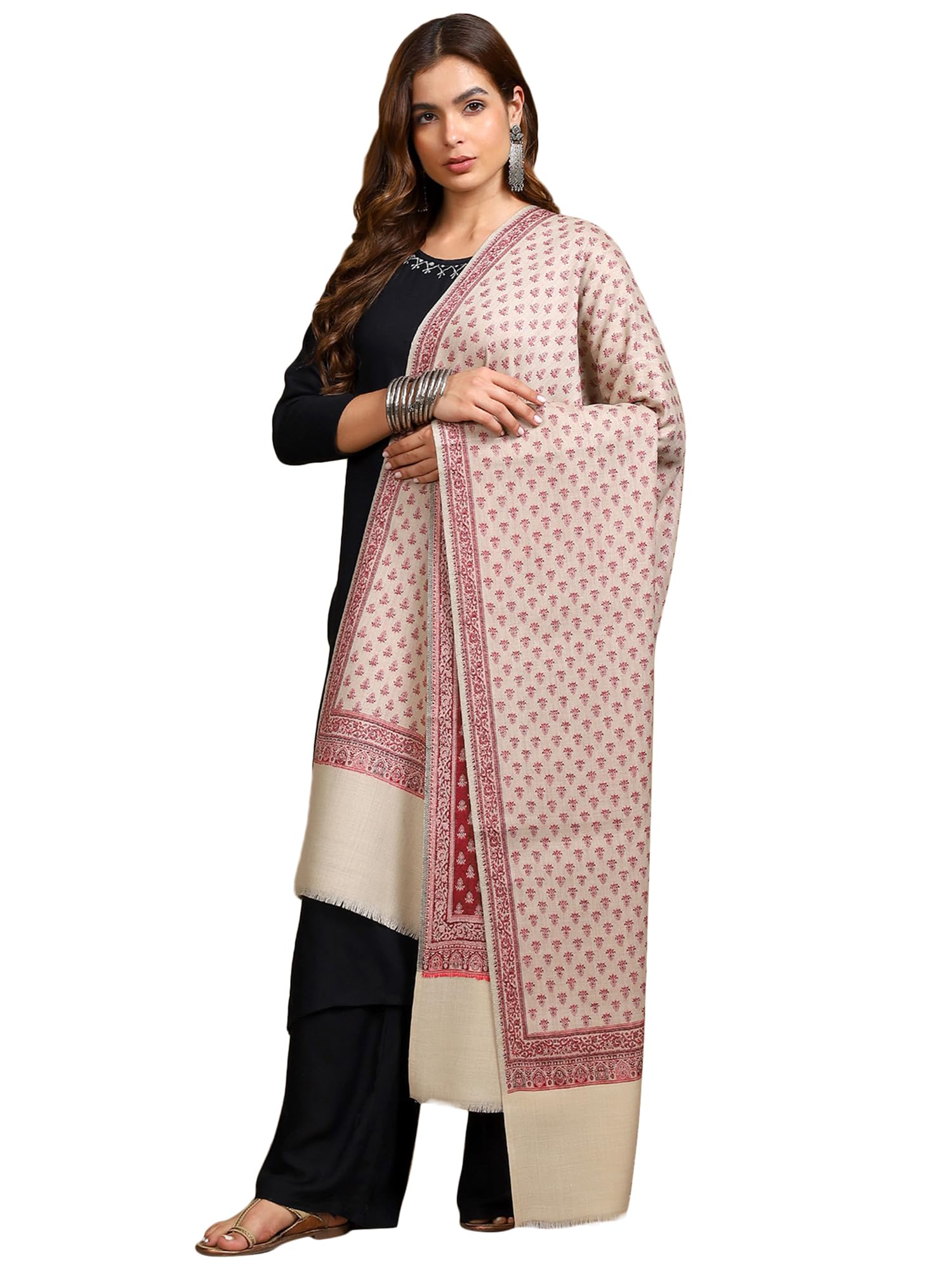 Women Wool Blend Kani Kashmiri Shawl (Size: 100 x 200 cm)-picture-23