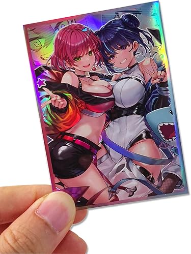 Miniatura 4 de Fundas holográficas intermitentes (gemelos pintados diferentes) de 50 unidades con carga superior para tarjetas YuGiOhJaponesas de 2.480 x 3.543 in