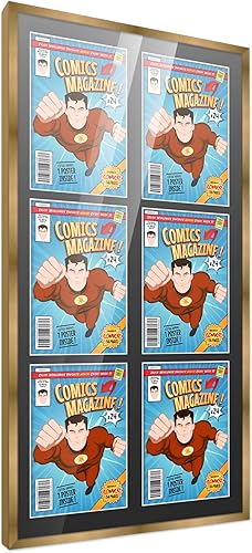 Miniatura 77 de Poster Palooza Marco de cómic con paspartú para 4 cómics de la era actual publicado después de 1985, marco de cómic negro para cómics de 6.875 x