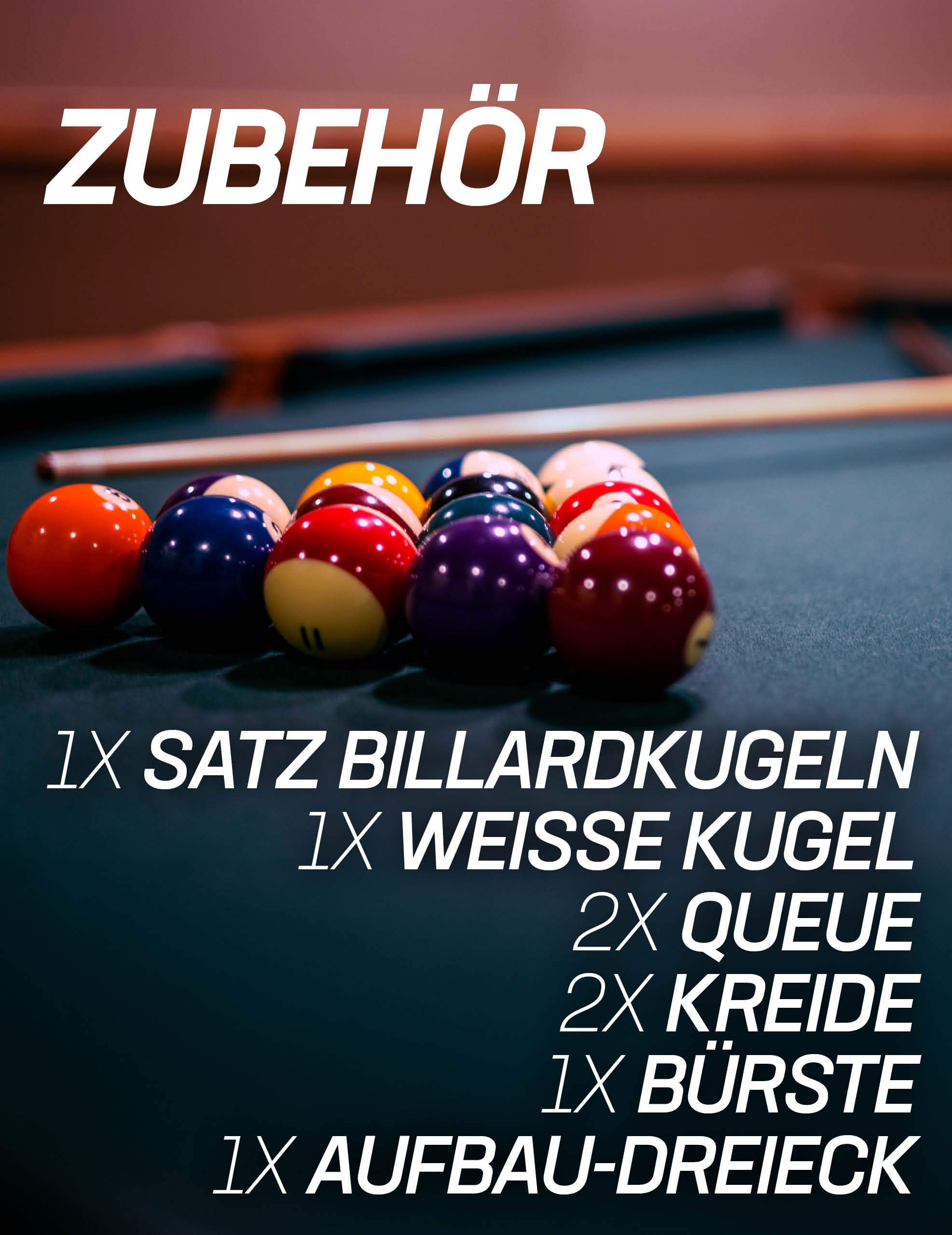 MUWO Winner Pro Billardtisch inkl. einem Satz Kugeln, mit Aufbaudreieck, 2 Queues, mit Kreide und Einer Bürste. Tisch im Original-Stil. Maße (LxBxH): 183 cm x 102 cm x 81 cm, Gewicht 80 kg, 2 Farben