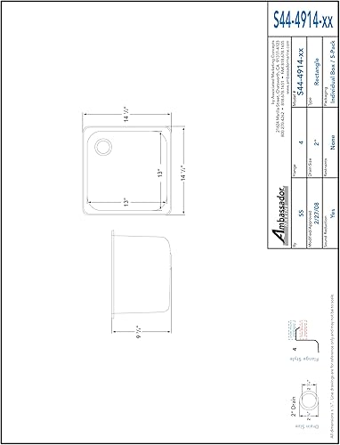 Miniatura 7 de Ambassador Marine - Fregadero rectangular de acero inoxidable con acabado cepillado