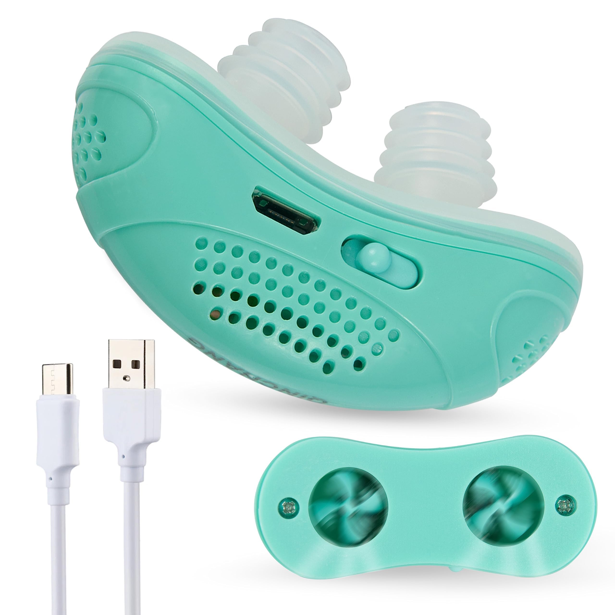 Electric Anti Snoring Devices, Mini Machine, Airing Micro for Travel, Sleep Apnea Devices, Snoring Solution for Men and Women, Suitable for All Nose Shapes (Mint Green)