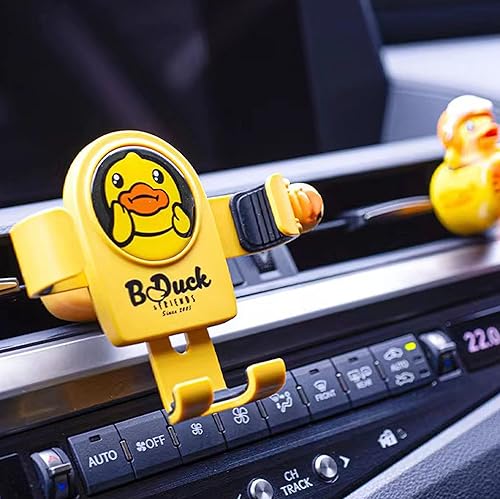 Miniatura 4 de Lindo soporte de coche de ventilación de pato amarillo, bloqueo automático, soporte de teléfono por gravedad para iPhone, Android, teléfonos