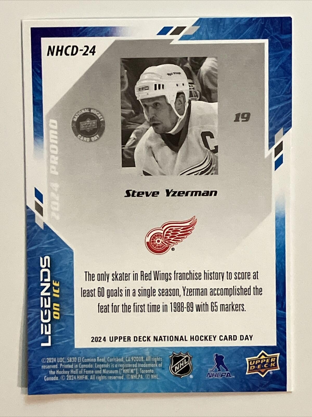 2024 Upper Deck NHCD Hockey #NHCD24 Steve Yzerman Legends Hockey