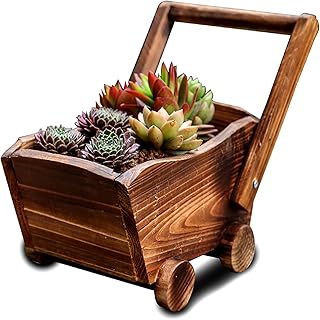 OULVLIFE Fioriere in legno Vaso da fiori Fioriera in legno rustico Vaso per piante succulente per patio da giardino interno esterno (37 * 26 * 17 cm)
