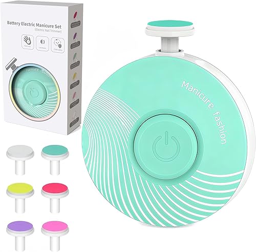 Cortador de uñas eléctrico para bebé, lima de uñas para bebé, con 6 cabezales de molienda, kit de cuidado de uñas seguro y silencioso para recién