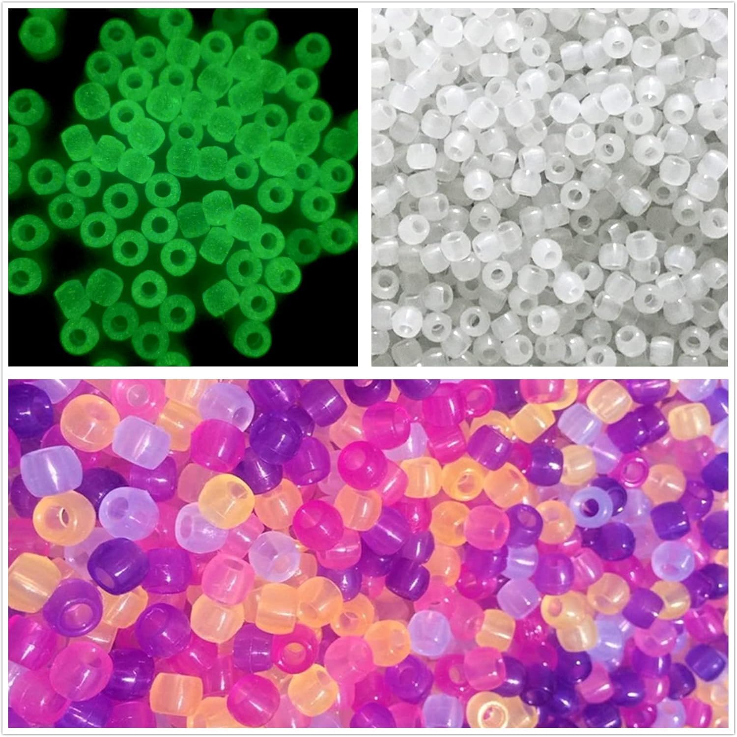 Perlin Pony Perlen Leuchtperlen Uv-reaktive im Dunkeln Solarbetriebene Leuchten Großes Loch 6x8mm 400 stück Zum Auffädeln Schmuckherstellung Armbänder Ketten DIY Basteln Dekoration