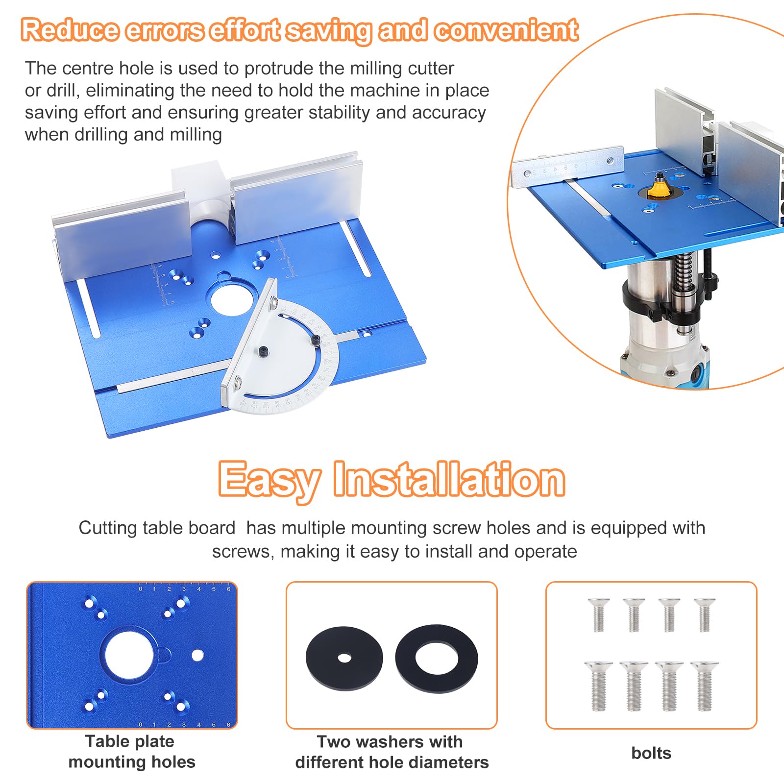 Gueenky Placa de Inserción de Mesa de Fresadora, Mesa Fresadora para Madera Aluminio Placa de Inserción de Router para Bancos de Trabajo de Madera