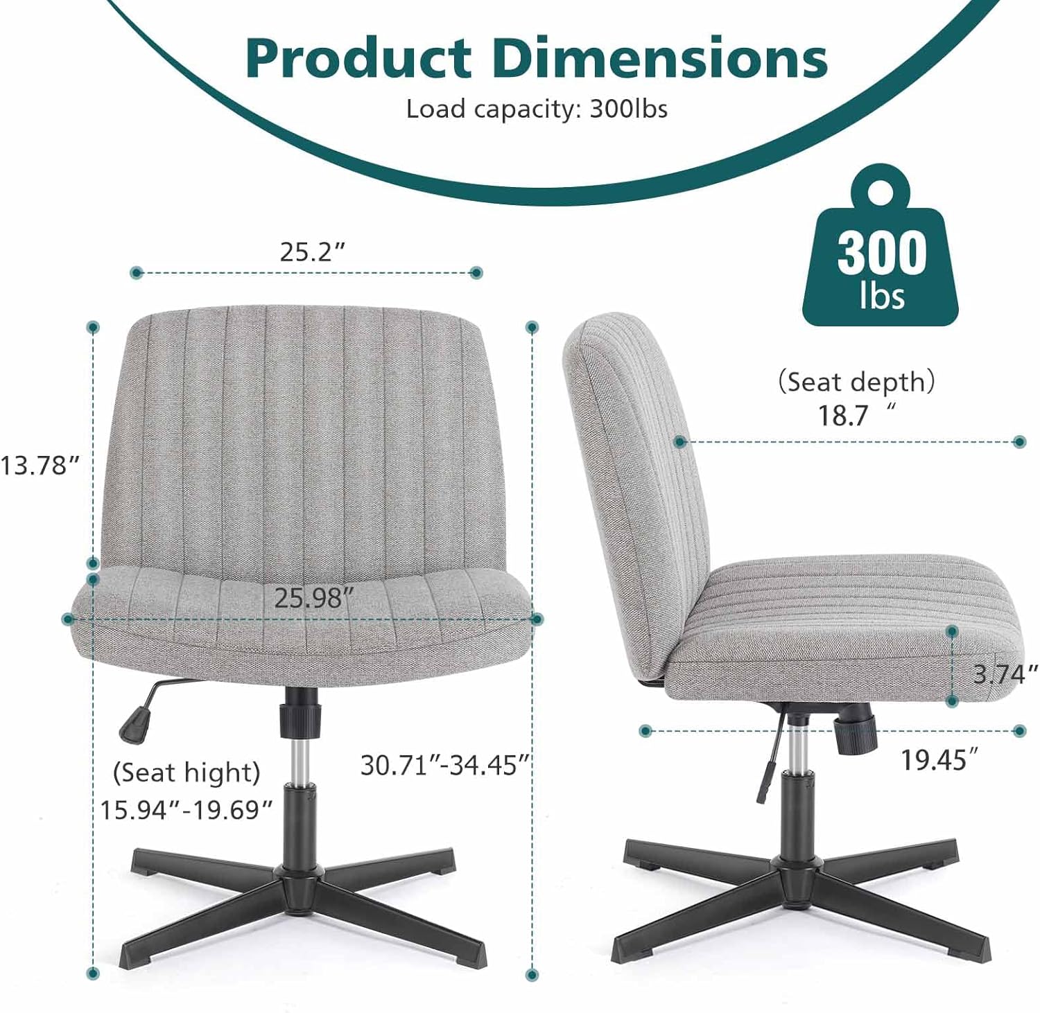 OLIXIS Criss Cross Legged Chairs Armless No Wheels Wide Seat Height Adjustable Swivel Padded Fabric Home Office Desk Seating for Bedroom, Student, Study Room 9 71hgkfCXZ6L. AC SL1500