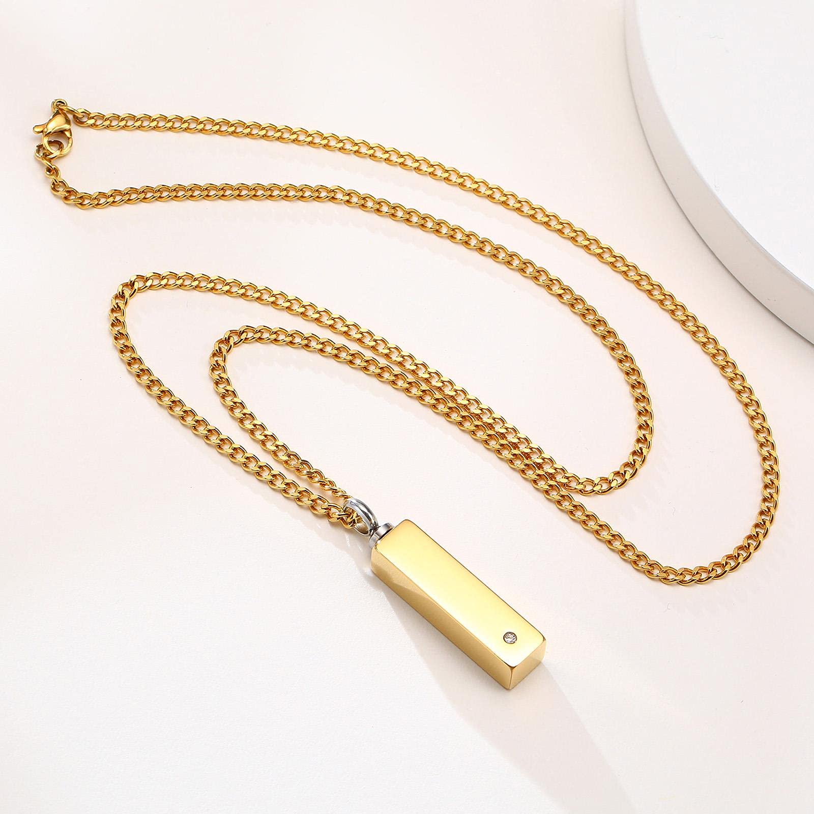 HCMA Urn Necklace Men & Women Pendant Necklaces Stainless Steel Bar Ashes Cremation Memorial Pendant Necklace Jewelry