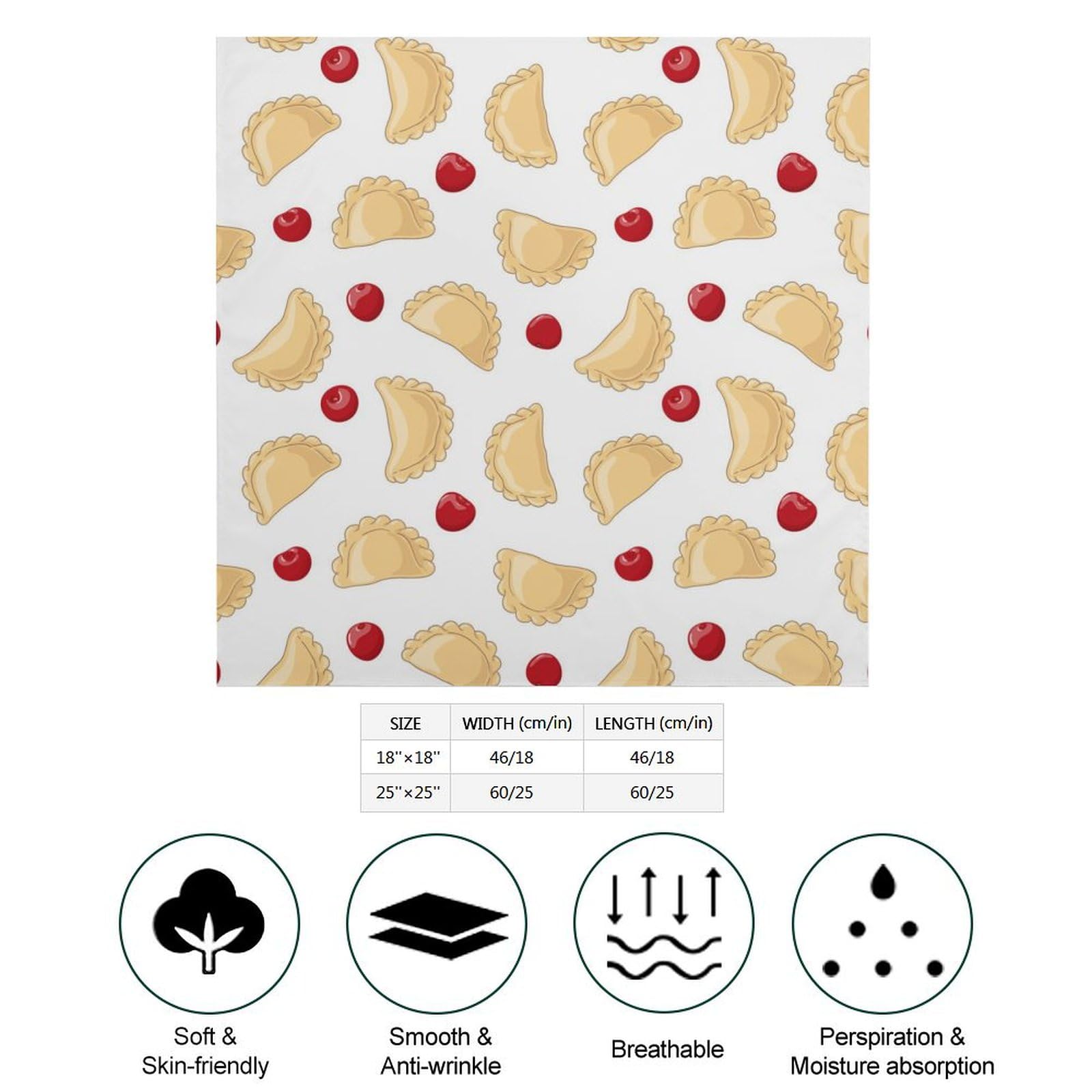 Csemeie Dumpling Pattern Bandana Hair Scarf Headband Adjustable Neckerchief for Men Women Decor