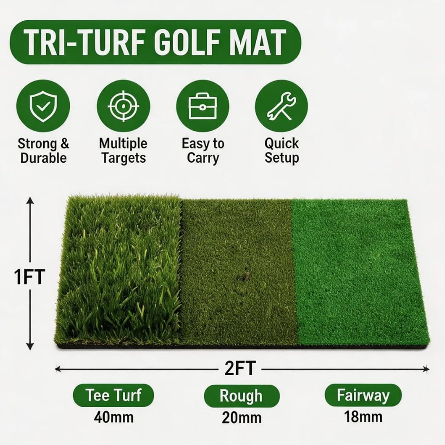 Golf Net 10x7FT with Golf Practice Mat, Durable for Backyard Driving Chipping Training Outdoor or Indoor, Includes 3-in-1 Turf Golf Mat, Balls*5, Tee, Ground Stakes*4, Carry Bag
