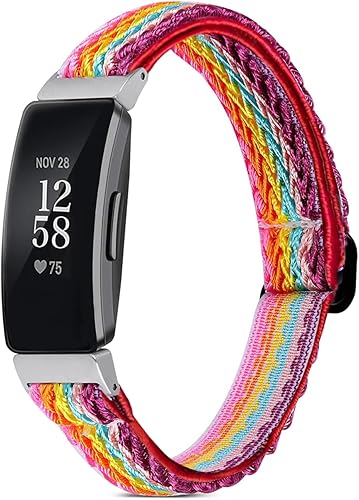 Bandas elásticas compatibles con Fitbit Inspire 2  Inspire HRInspire, correa de nailon elástico suave ajustable Solo Loop Correa de repuesto para