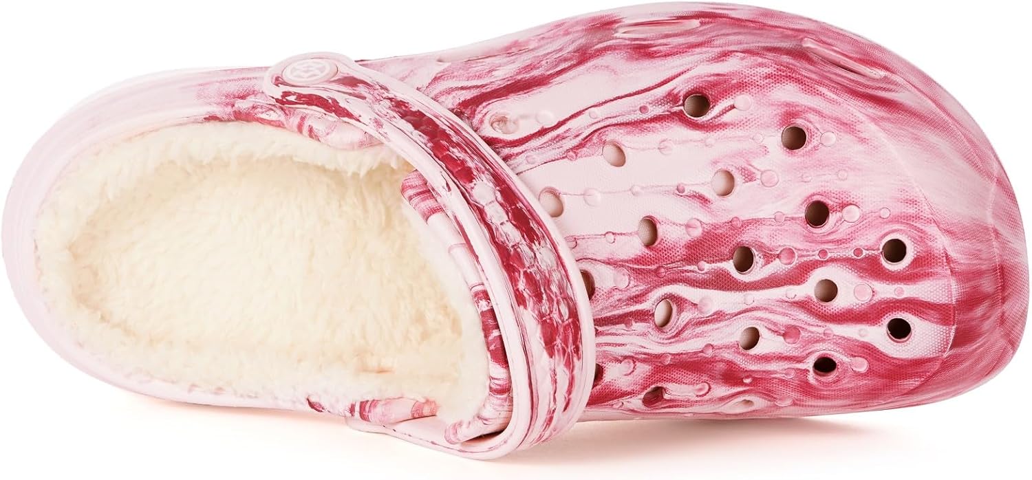 Mens Womens Lined Garden Clogs Unisex Fur Lining Gardening Slip on Sandals Winter House Home Fuzzy Slippers with Arch Support 11-11.5 Women/9.5-10 Men Pink image 3 of 5 B0FND2JWQV