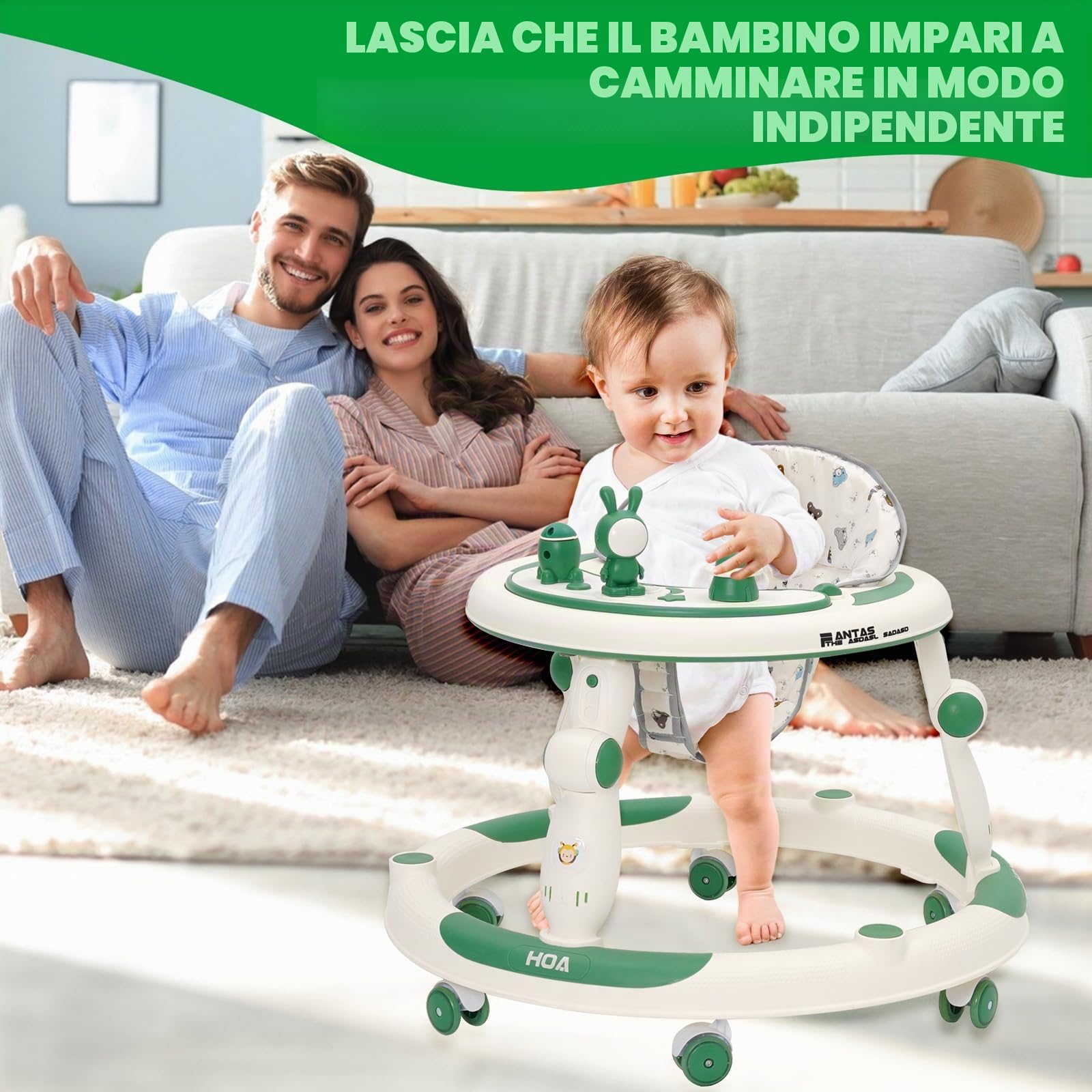 Girello per bambini,Girello Pieghevole 4 in 1 con Vassoio Portagiochi,Altezza Regolabile a 3 Marce e Ruote per Bambini e Bambine Primi Passi per Bambini 6-24 Mesi