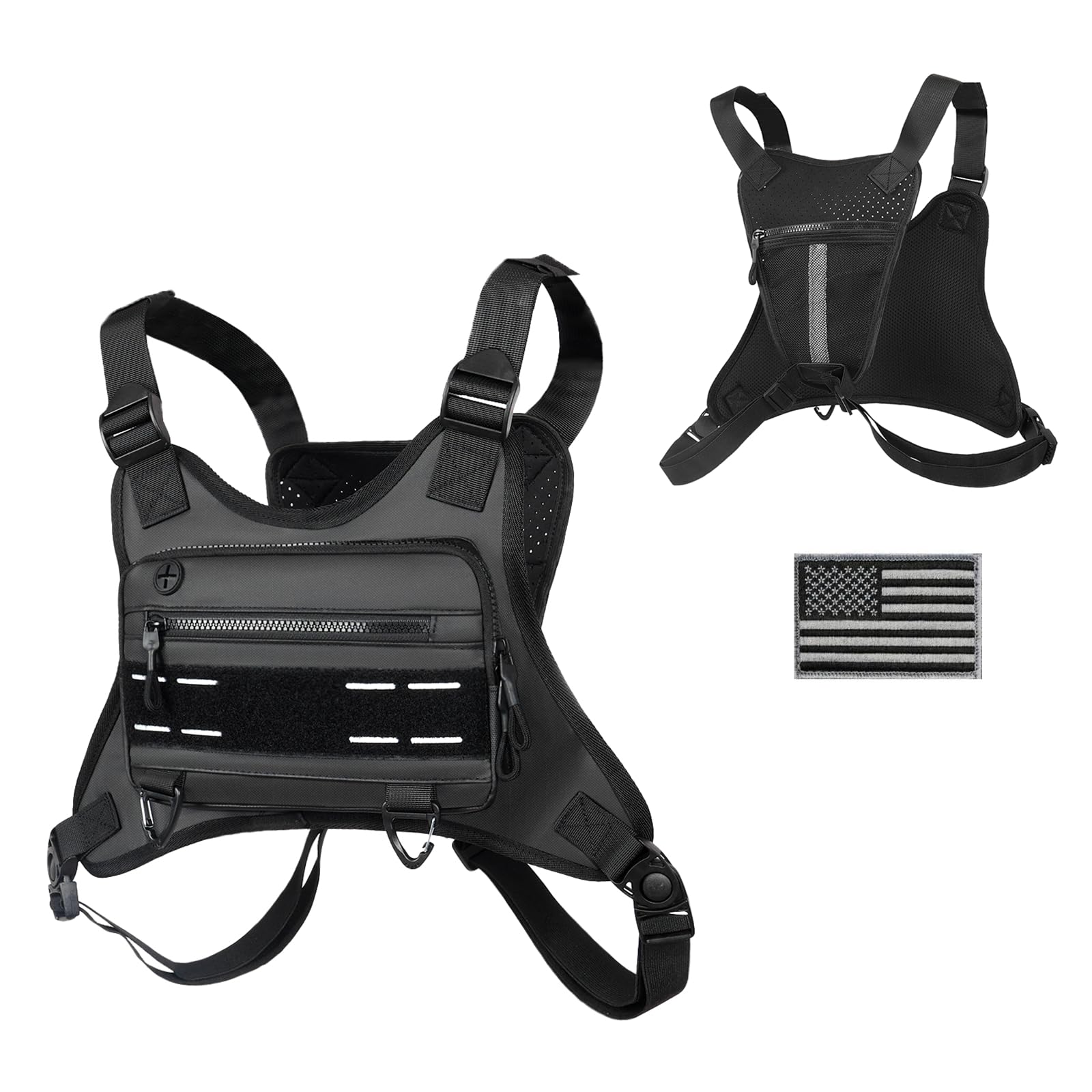 GAZJYUSP Outdoor Sports Chest Bag for Men and Women, Chest Pack For Running, Hiking, Cycling, EDC Travel Chest Pack Rig, Water Resistant Lightweight