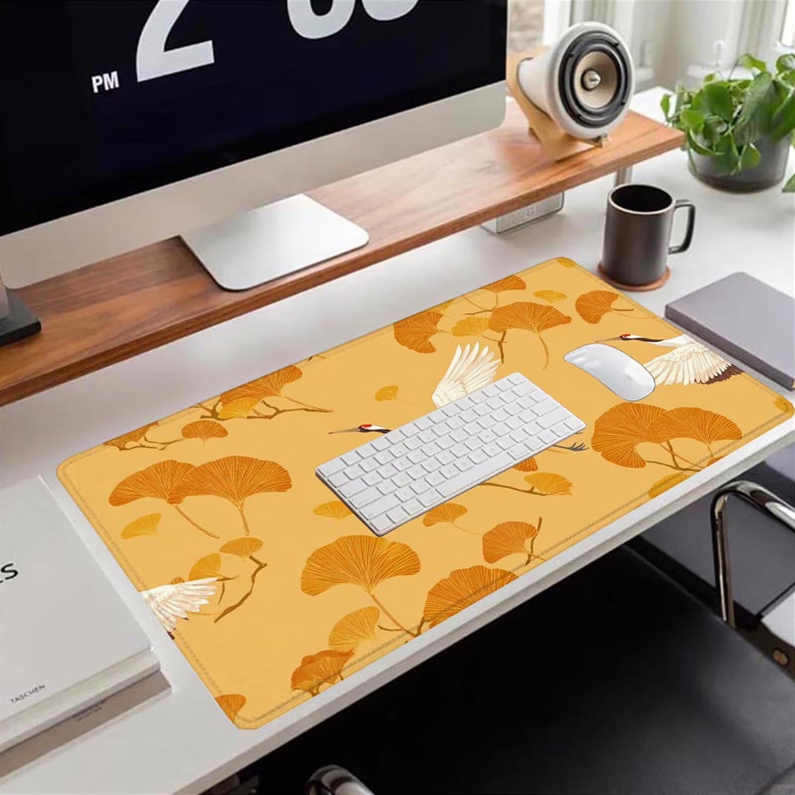Gamingowa podkładka pod mysz 1200 x 600 x 3 mm, XXL, wodoszczelna, odporna na ścieranie, z przyszytymi krawędziami, żółta, podkładka na biurko, poprawia prędkość i precyzję do komputera, laptopa