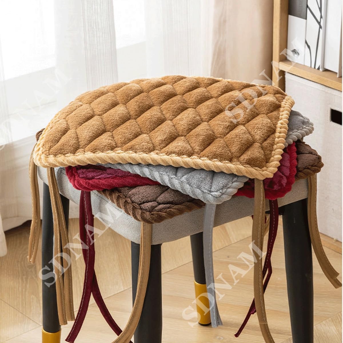 Cuscino per Sedia Quadrato 30x30/35x35/40x40/45x45cm, Sgabello da Bar, Cuscino per Seduta, Adatto per casa, Seggiolino Auto, Sedia da Ufficio e Tutte Le sedie(F4,4pcs 30 x30cm)