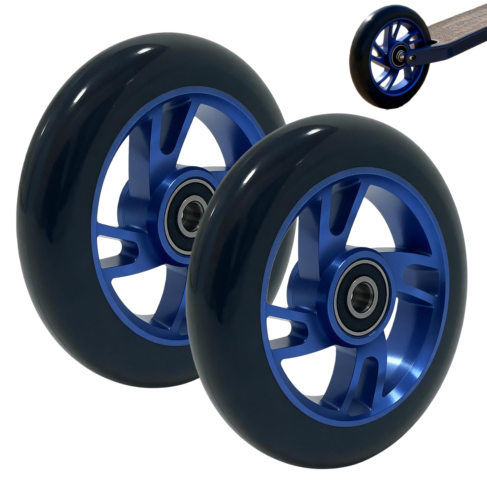 2 ruote per stunt scooter 100 × 24 mm: in poliuretano di alta qualità con nucleo in alluminio, ruote di ricambio robuste per stunt scooter