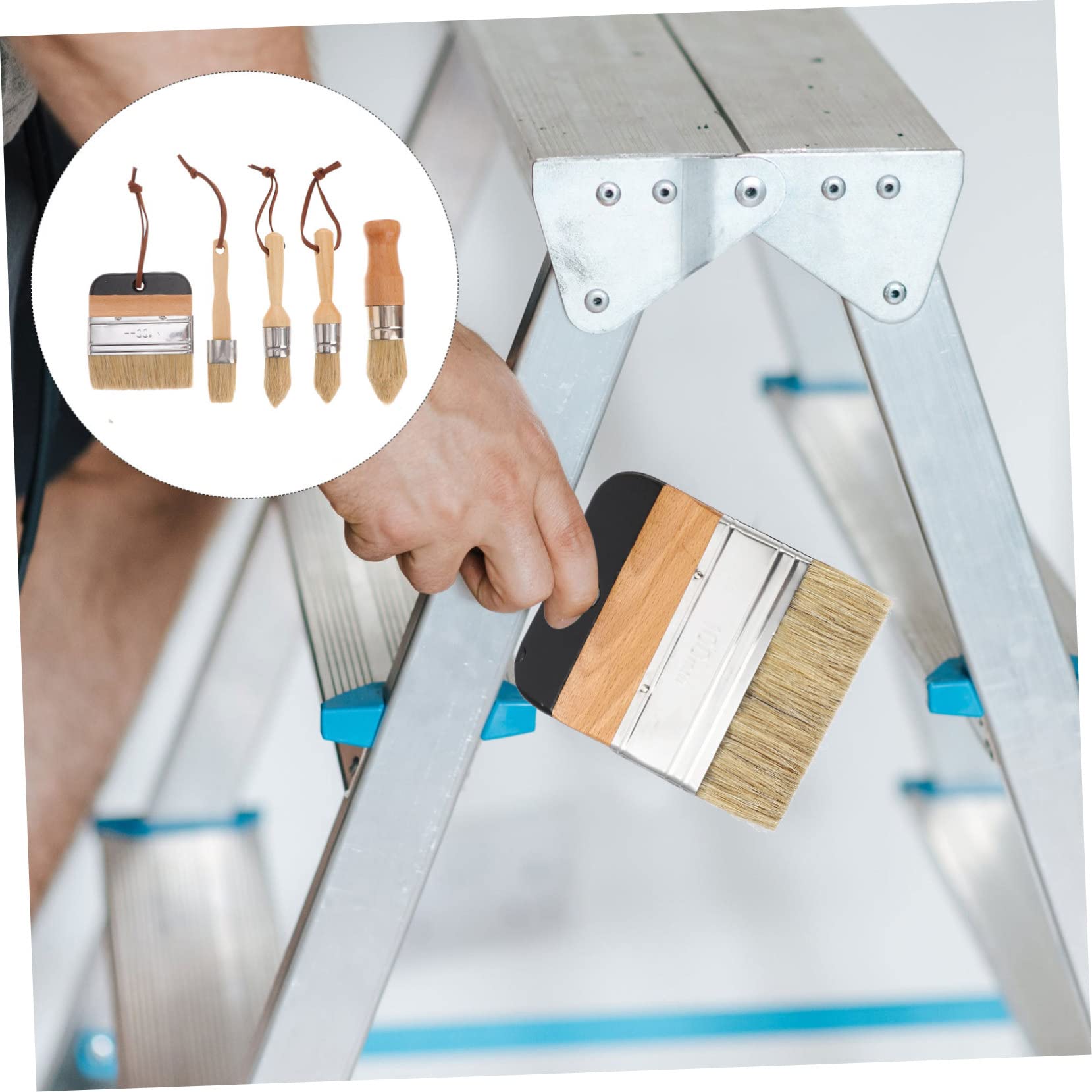 SHINEOFI Holz Griff Pinsel Für Lack Und Pinselset Mit Borstenpinseln Für Haushalt Und Heimdekoration Geeignet Für Möbel Tische Und Wände