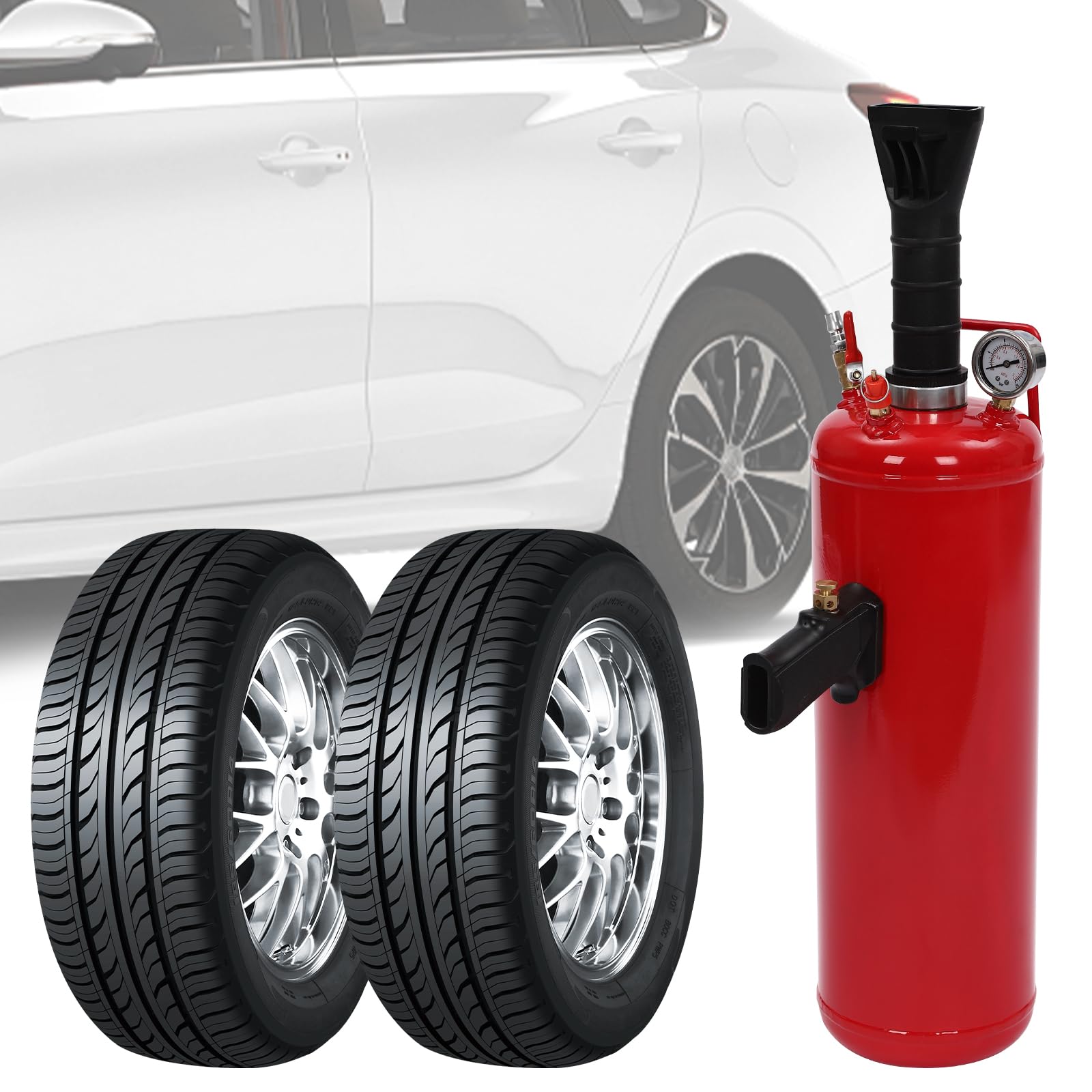 Inflador de neumáticos con manómetro, alta presión, 8 bar, material de hierro resistente, color rojo brillante, para inflación rápida de vehículos eléctricos y neumáticos de motocicleta