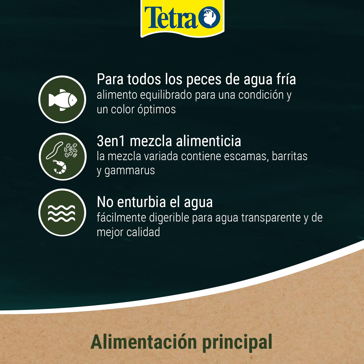 Tetra Pond Goldfish, Alimento para carpines dorados y peces de agua fría, mezcla 3en1 con escamas, sticks y gammarus, bolsa de 4 L