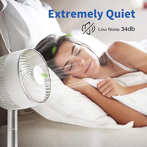 Miniatura 5 de AIRMATE Ventilador de pie retráctil, altura ajustable de 11 a 26 pulgadas, 7 velocidades, oscilación de 80, control remoto, temporizador de 8 horas,