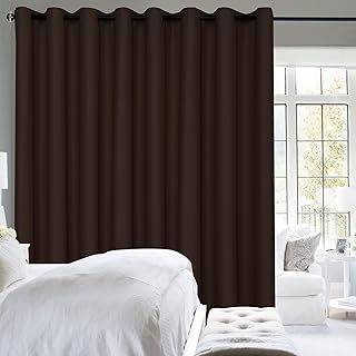 Hiasan Room Divider Blackout Curtains,Extra Wide 100 x 84 Inches Energy Smart&Noise Reducing Grommet Thermal Insulated Curtain for Patio Door,Any Room Partition,1 Panel Sewn with Tiebacks,Brown - Buy now