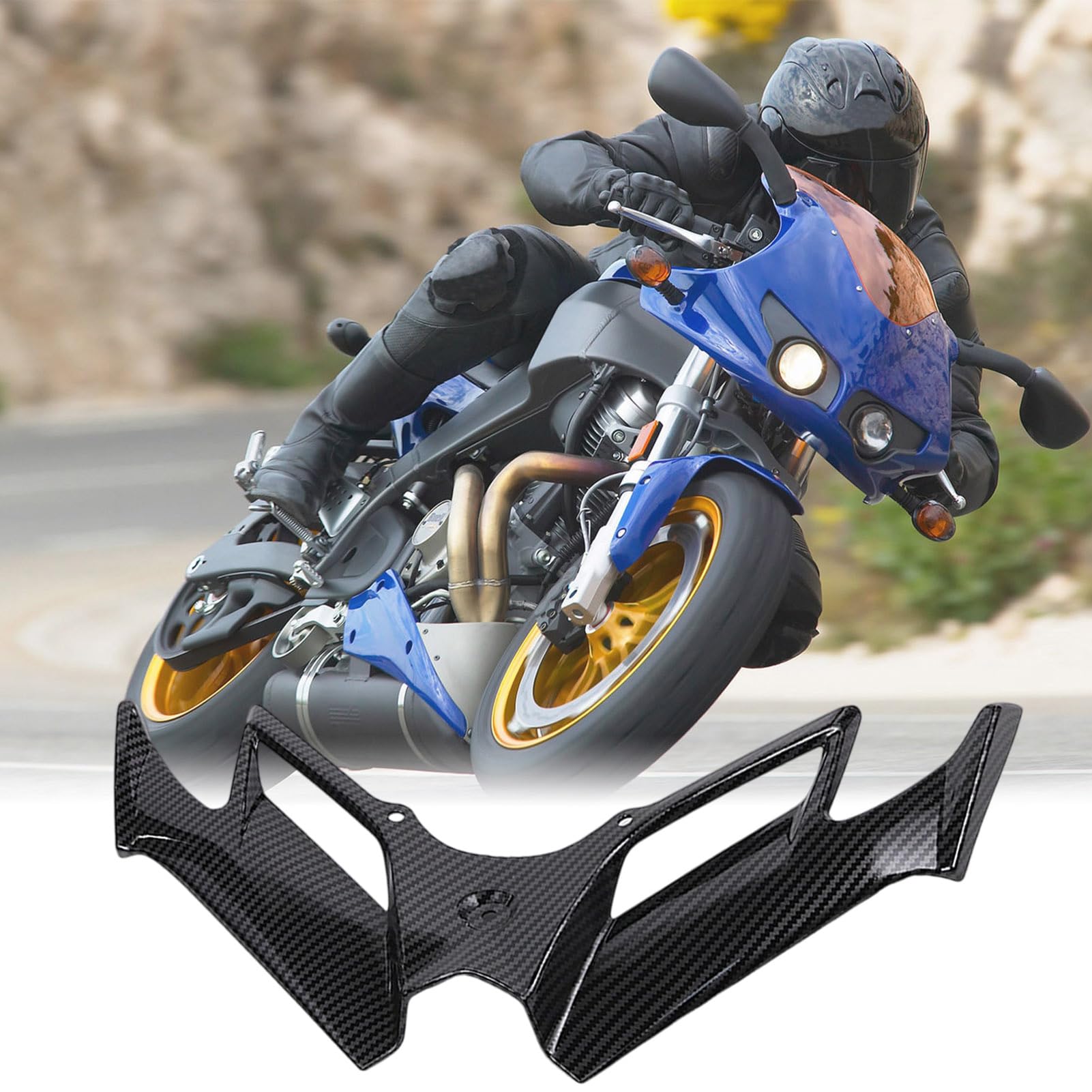 aerodinámico Delantero Delantero de biciclta: Aletas de Motocicleta de Recubrimiento de Fibra de Carbono | ala de Viento en biciclea | Spoiler Lateral Frente a la para Motocicleta, b